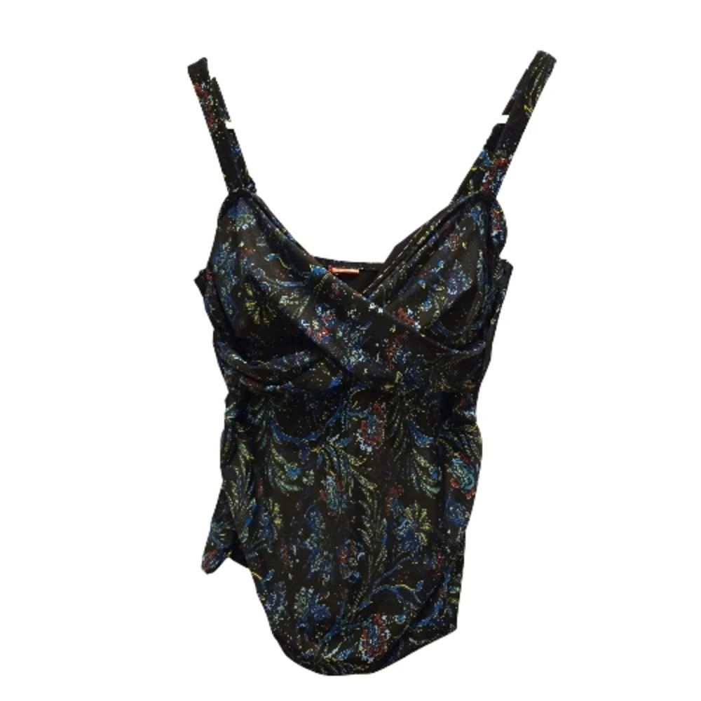 Croft & Barrow Black Floral Swimsuit Sz M